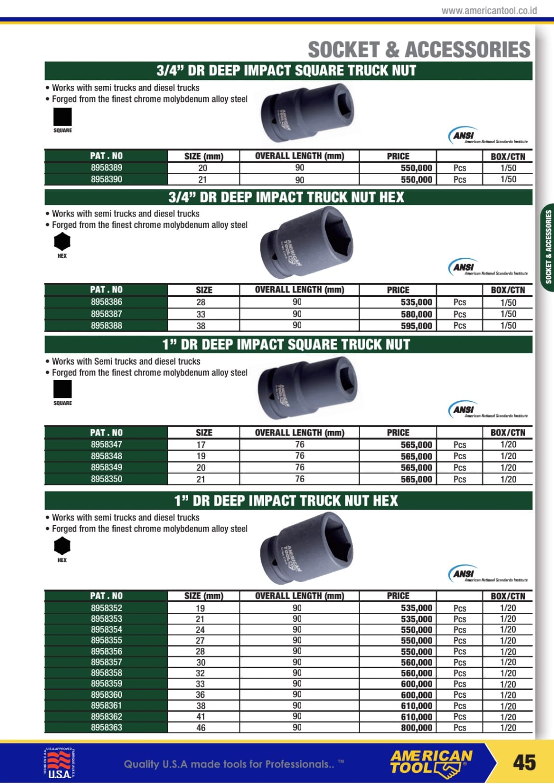 KUNCI SOCKET , IMPACT SOCKET , HANDLE AMERICANTOOLS - Gambar 4
