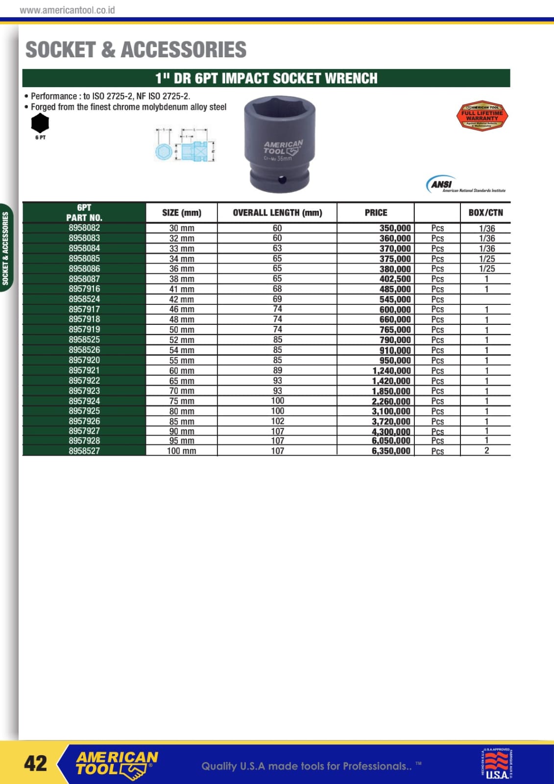 KUNCI SOCKET , IMPACT SOCKET , HANDLE AMERICANTOOLS - Gambar 6
