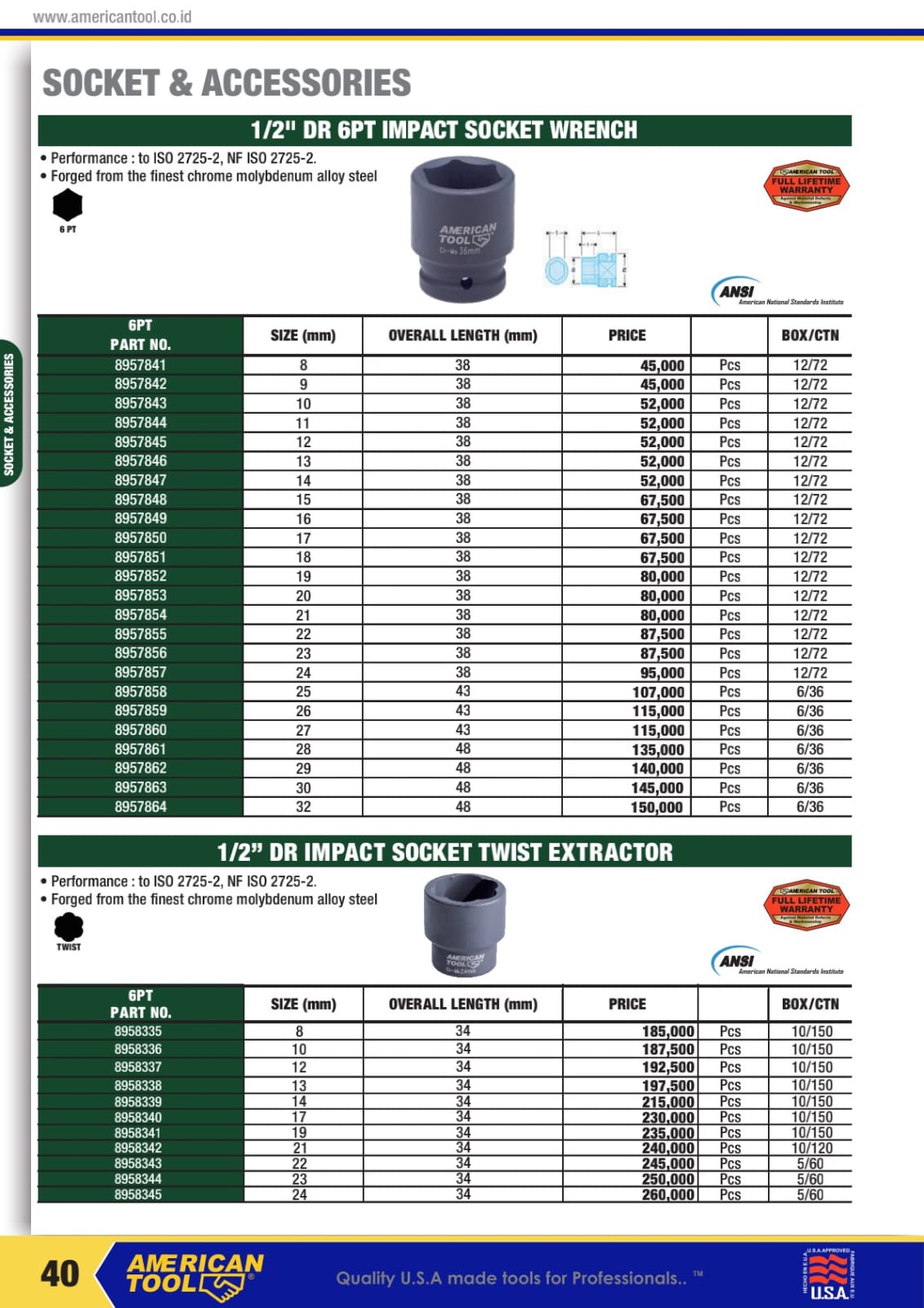 KUNCI SOCKET , IMPACT SOCKET , HANDLE AMERICANTOOLS - Gambar 11